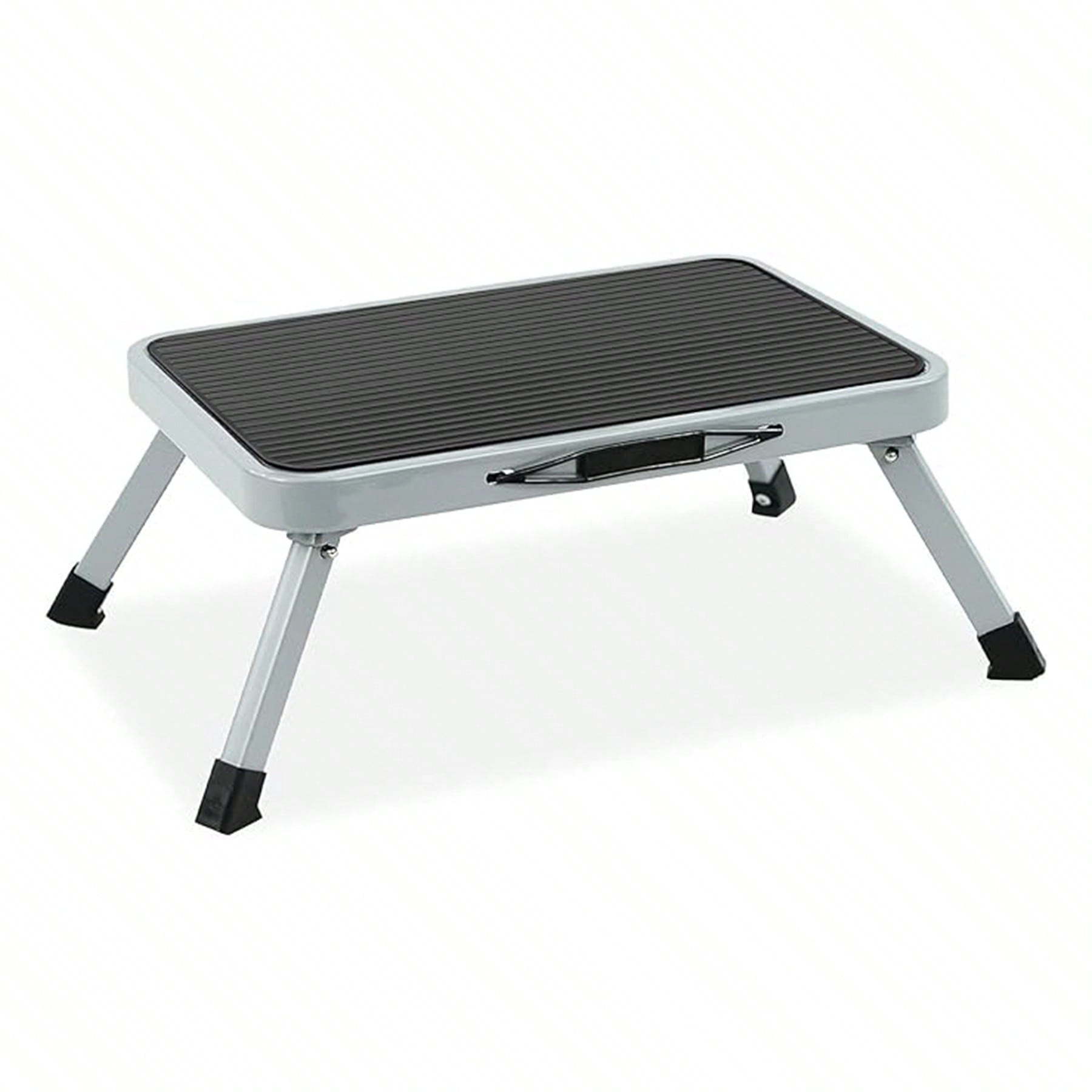 Non-slip footstool, step stool, foldable single step ladder with non-slip rubber pad, lightweight steel kitchen stool, load capacity 150 kg,  suitable for kitchen, garage, caravan and home,
