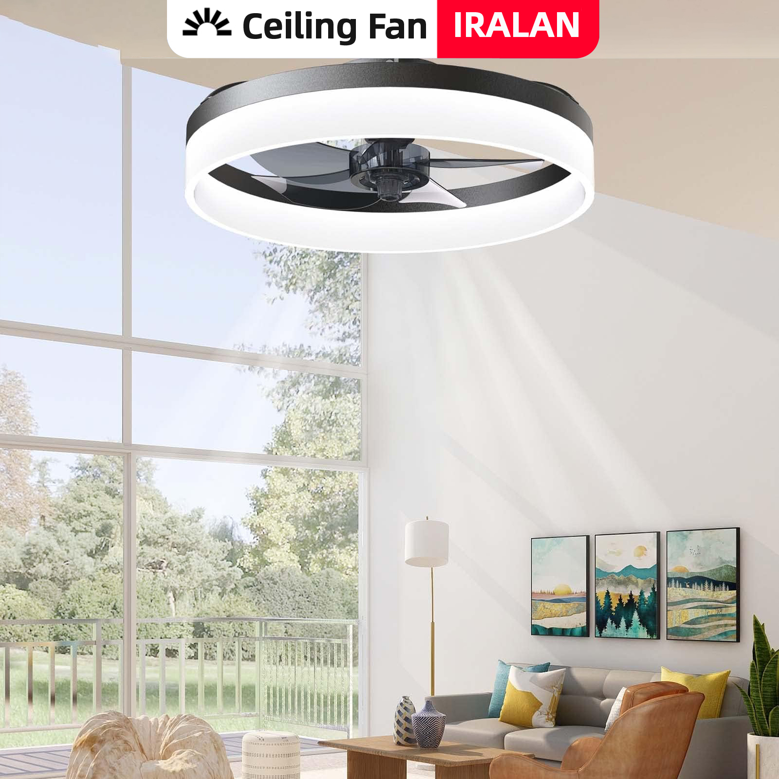 Moderno simples ventilador luzes circulação de ar inverno verão reversível modos duplos lâmina montagem embutida para sala estar quarto lounge