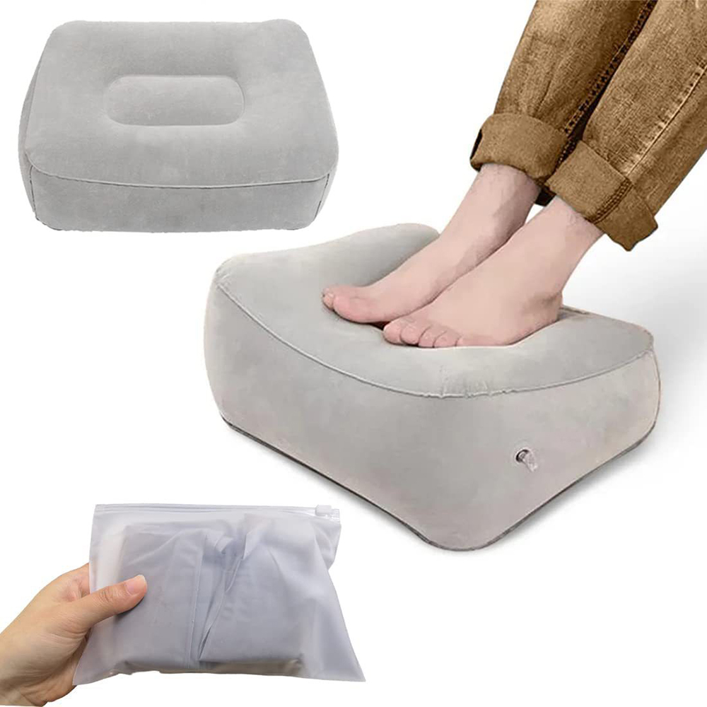 Almohada inflable suave para reposapiés, Almohada inflable de PVC para reposapiés, cojín para viajes aéreos, oficina, hogar, piernas, pies relajantes, Almohada