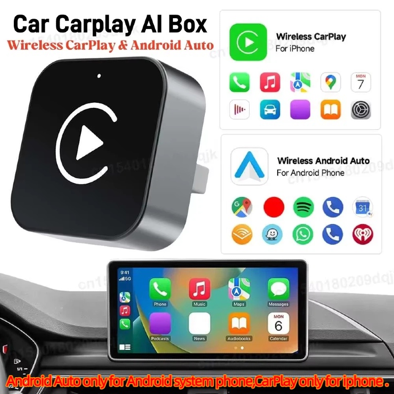 2-in-1 kabelloser Carplay-Android-Auto-Adapter, kabelgebunden mit kabellosem Carplay-Adapter für iPhone, kabellose Steuerung, Plug & Play, Carplay