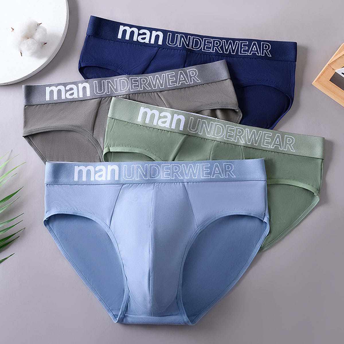 Lot de 3 slips pour hommes avec lettres, sous-vêtements confortables, caleçons sexy, cadeaux pour homme