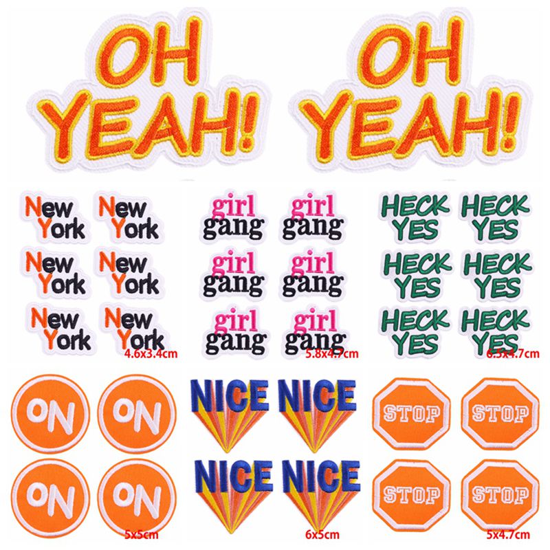 10PCS Wholesale Humorous Slogans Embroidered Patch Iron On Patches For Clothing Thermoadhesive Patches On Clothes Jacket Sticker