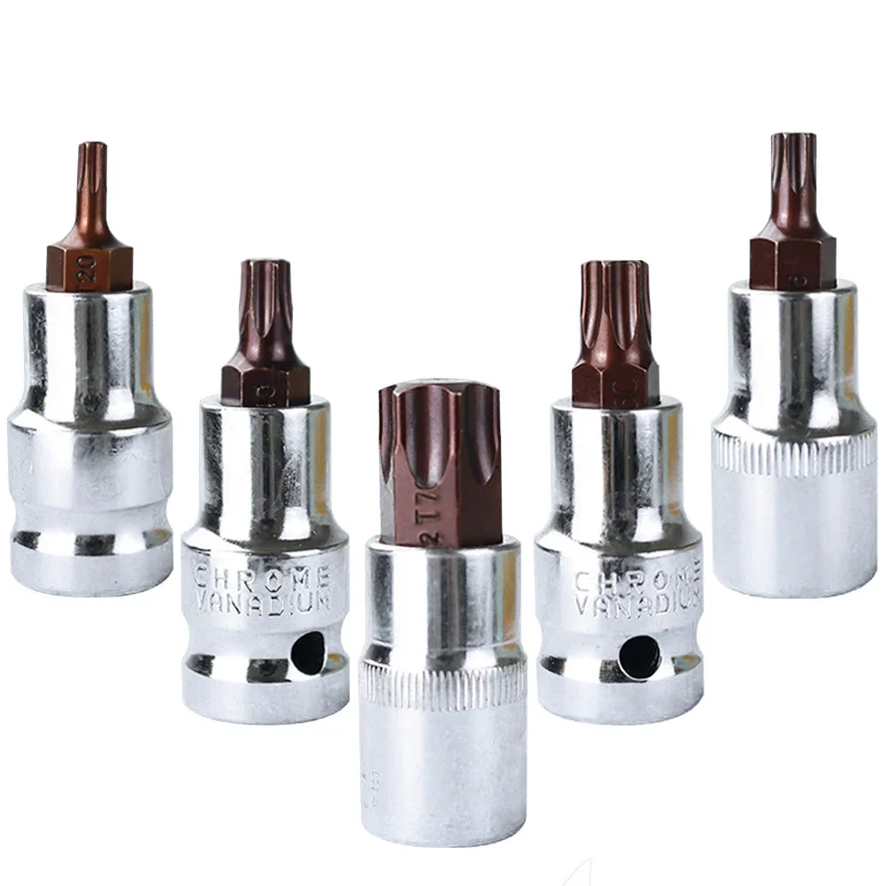 T20-T70 Torx Head Screwdriver Bit Torx Bit Sockets 1/2inch Sockets Wrenches Alloy Steel For Versatility Compatibility Hand Tools