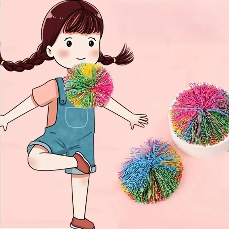 Jogging ball para crianças, brinquedo de borracha colorido, anti-stress, elástico, engraçado, novidade