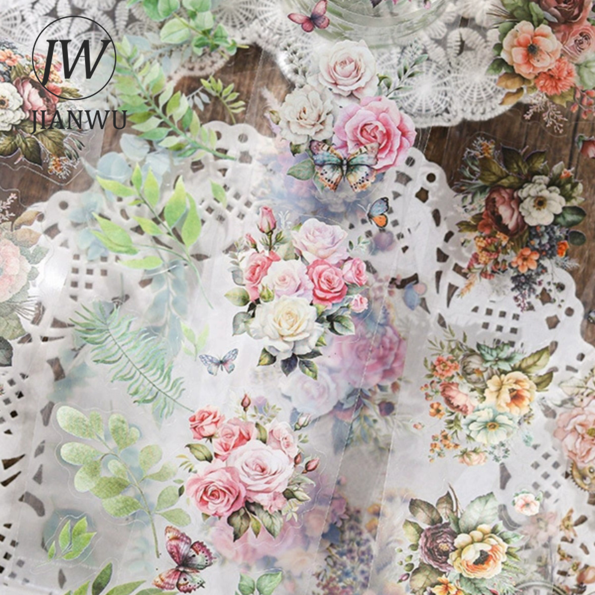 JIANWU 50mm * 200cm ramo colorido serie Vintage planta flor Material decoración PET cinta creativa DIY diario Collage papelería