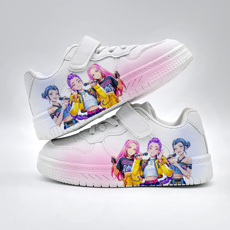 Zapatos Deportivos Casuales para Niños, Zapatos de Entrenamiento con Estampado de Dibujos Animados para Niñas, Zapatillas Antideslizantes para Niños, Zapatos de Piel Sintética para Estudiantes, Zapatos para Exteriores