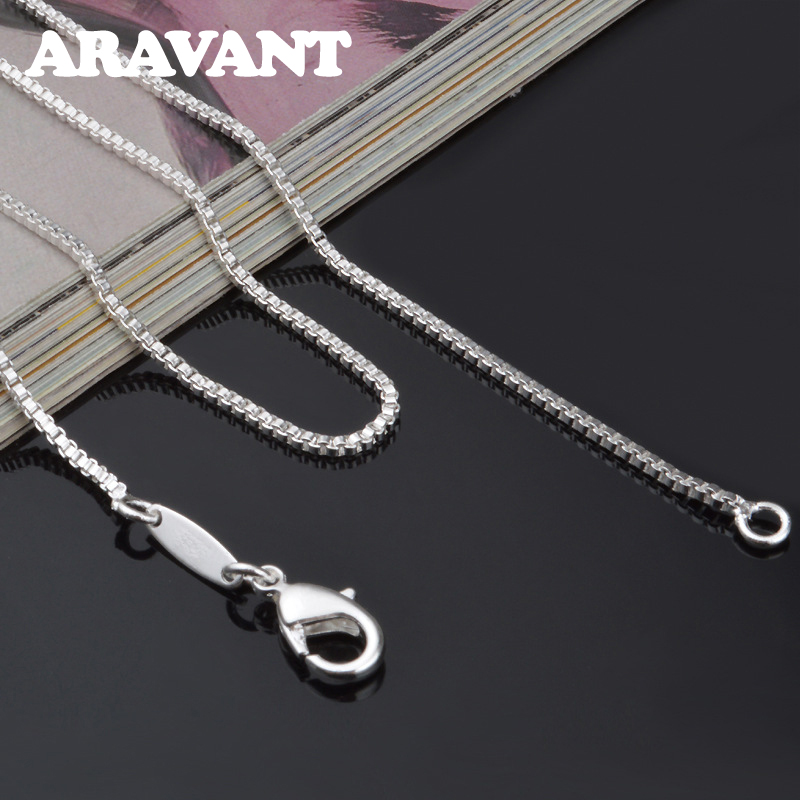 Aravant 925 perak 2MM kotak kalung rantai wanita perhiasan pesta pernikahan