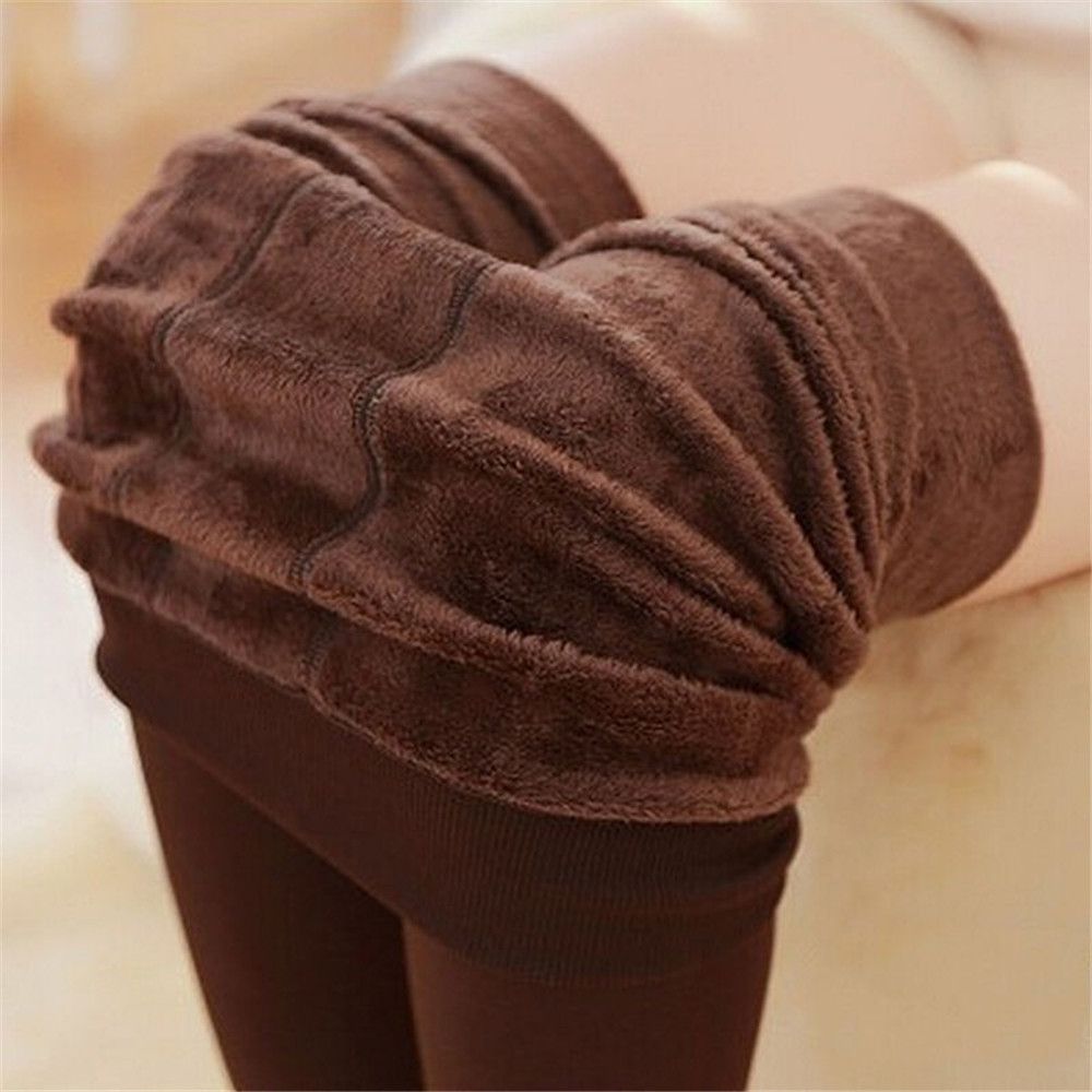 Mulheres inverno térmico quente grosso meia-calça fluff forrado estiramento magro leggings calças
