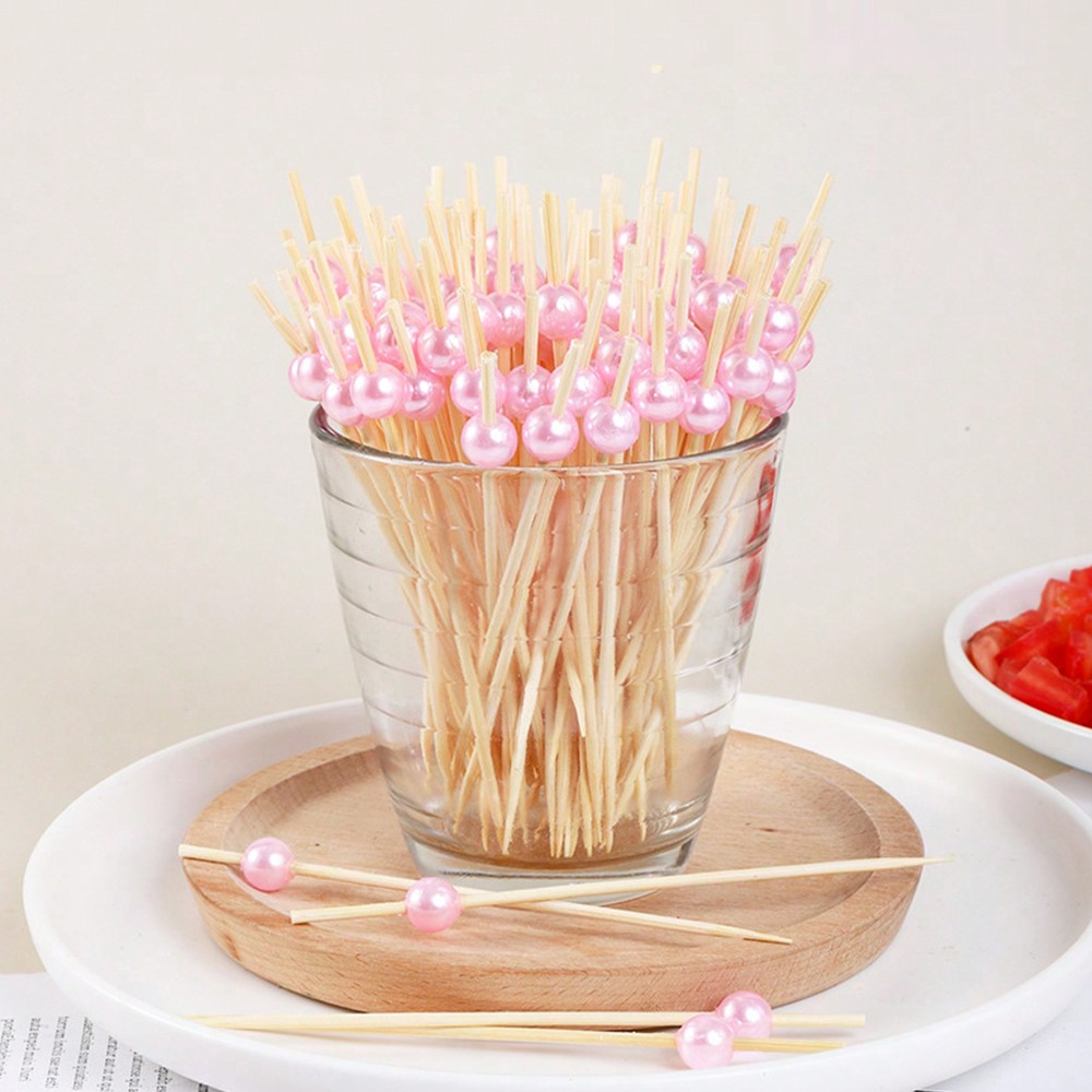 100 pçs/50 pçs garfo de frutas de bambu cocktail prikker espetos descartável garfo de frutas cocktail prikkers garfos alimentos picaretas festa de casamento