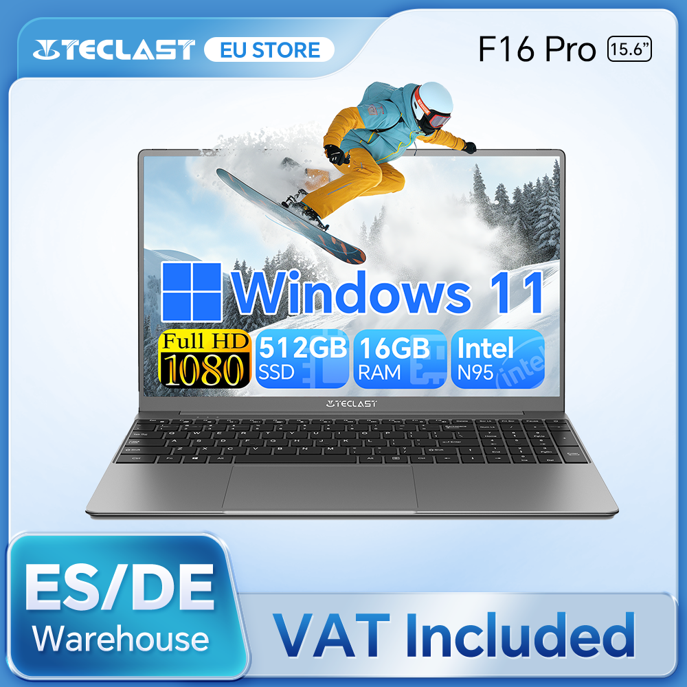 TECLAST F16 Pro 15,6 inch laptop 16GB RAM 512GB SSD computers voor Intel N95 CPU 1920x1080 IPS verlicht toetsenbord Mini-HDMI WiFi 6 USB3.2 F16Pro notebook