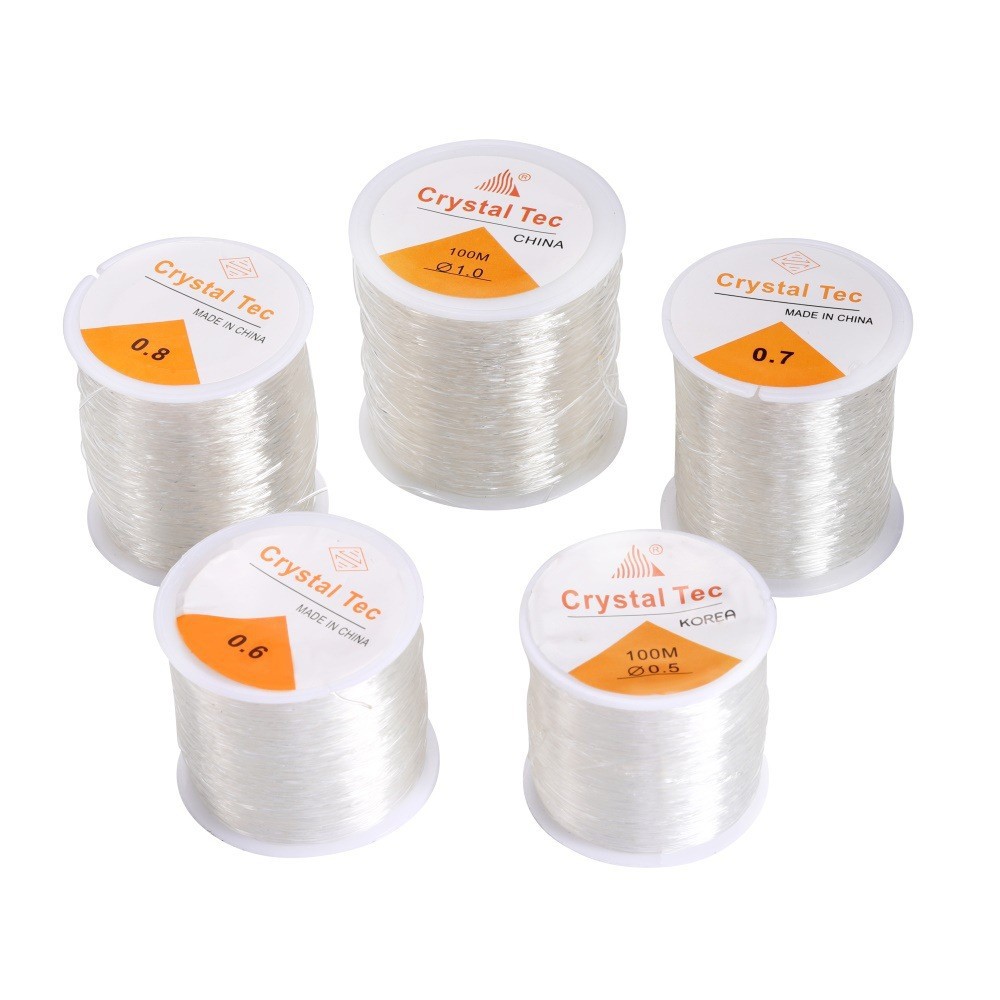 Cristal Fio Elástico para Jóias DIY, TPU Pulseira Frisada, Transparente * 100mm