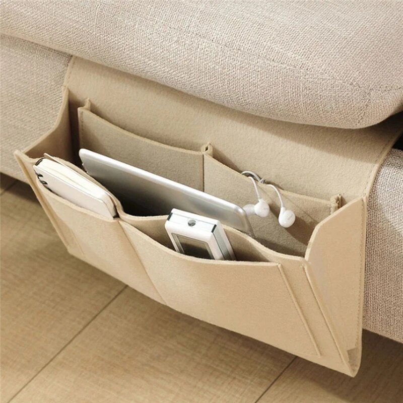 Saco de cama do bebê organizador de armazenamento de cabeceira de feltro sofá tv controle remoto pendurado organizador de armazenamento de cama titular bolsos