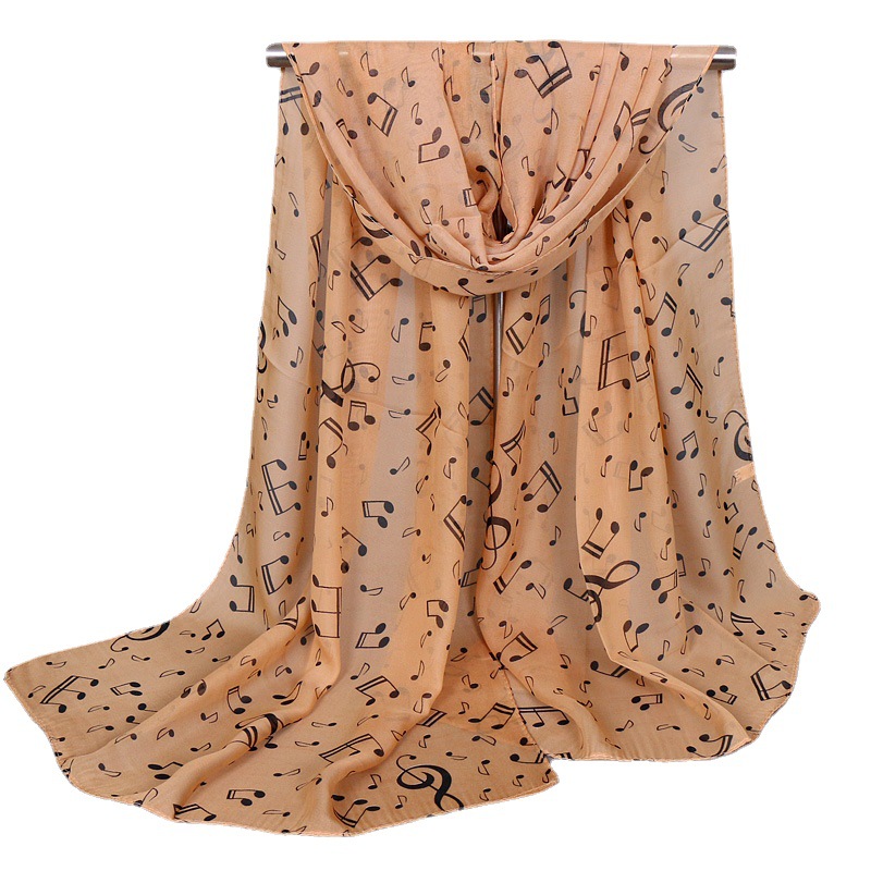 Nouvelle mode symboles musicaux chauds dames écharpe imprimé imité dames femmes filles châle écharpe plage