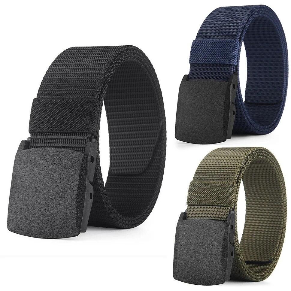 Cinto masculino casual de lona, cinto tático de nylon sem metal para treinamento, com calças jeans, cintos esportivos para homens e mulheres