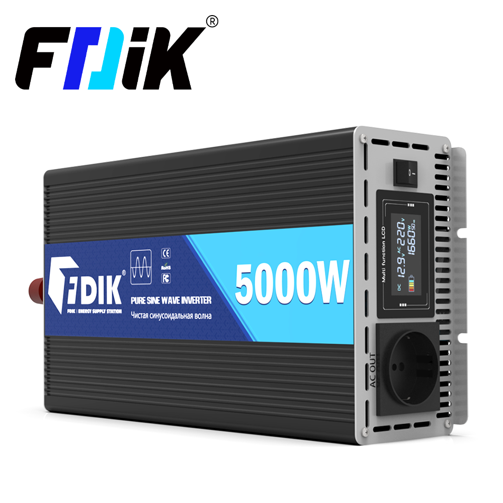 FDIK 12V omvormer of 24V omvormer Zuivere sinusomvormer 5000W met kleurenscherm Power Converter voor camper en camping