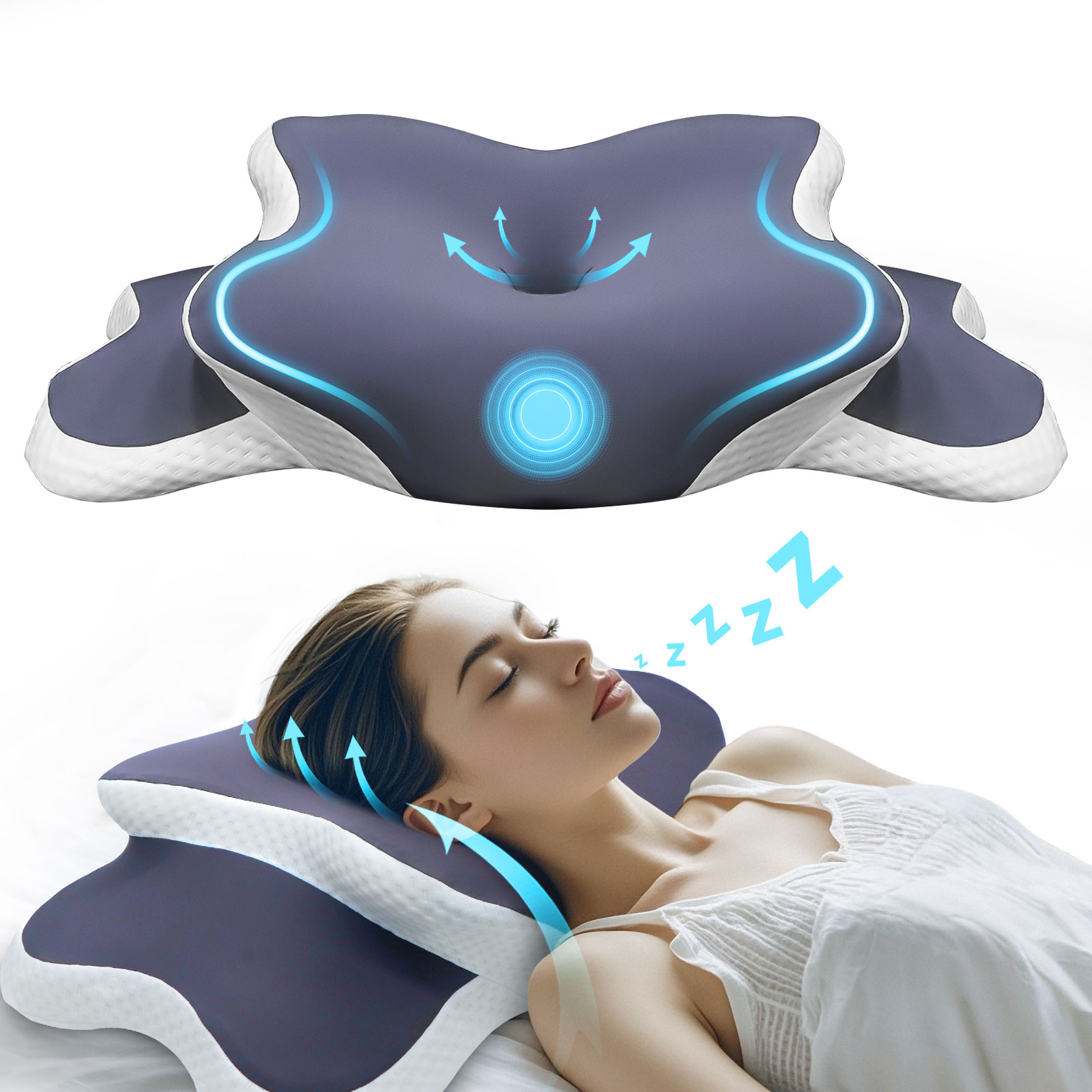 Traagschuimkussen Cervicaal kussen Nekpijnverlichting Contour Ergonomische orthopedische neksteun voor zijkant Rug Maag Sleeper Gift