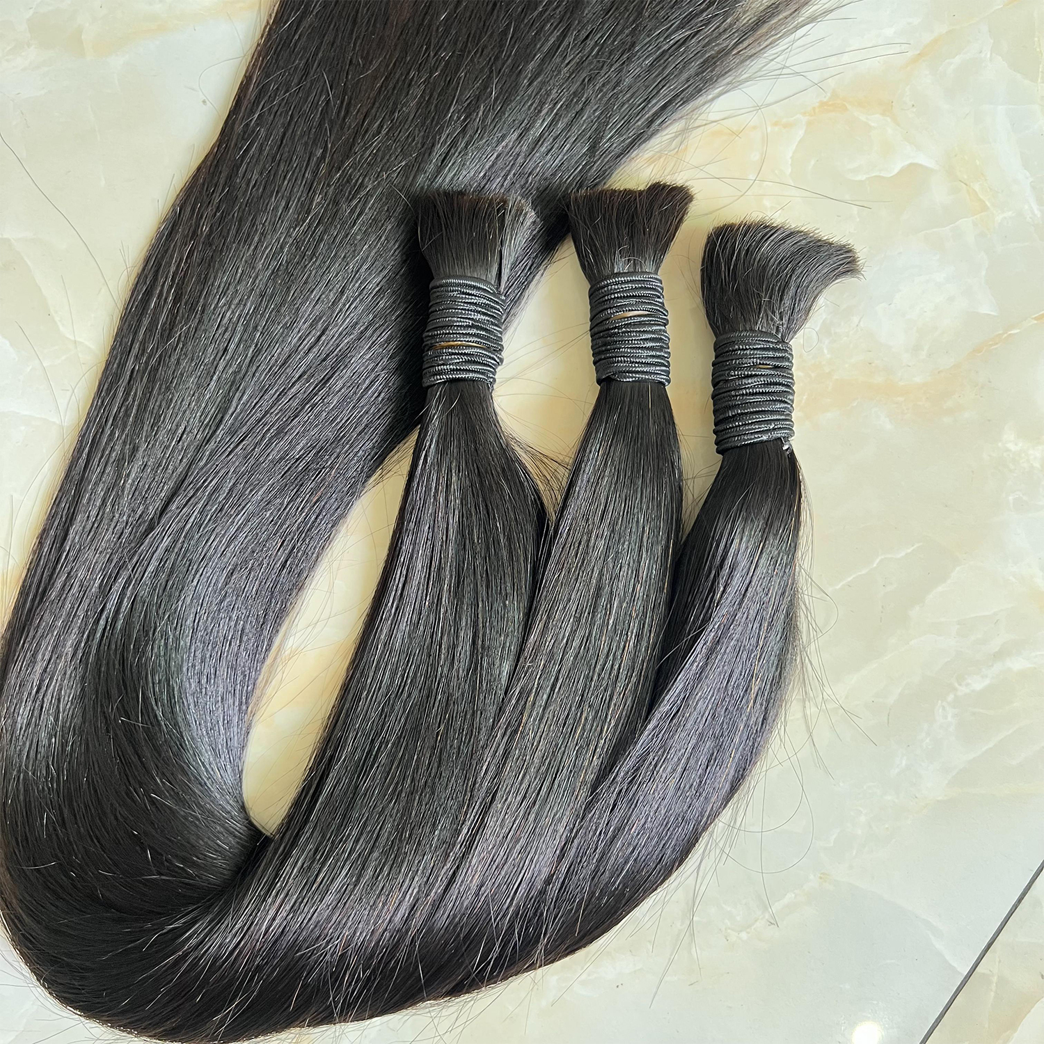 ผมถักเปียแท้ 100 กรัม ผมตรงแบบเป็นมัด สำหรับถักเปีย ผมตรงแบบไม่มีตะเข็บ ต่อผมแท้ สีดำธรรมชาติ