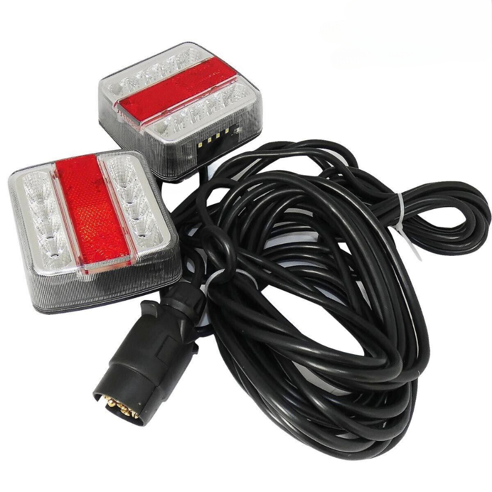 1 セットユニバーサル 12V リア牽引トレーラーテールライト 16 LED 7.5 メートル + 2.5 メートルケーブル 7 ピンブレーキストップナンバープレートランプ防水