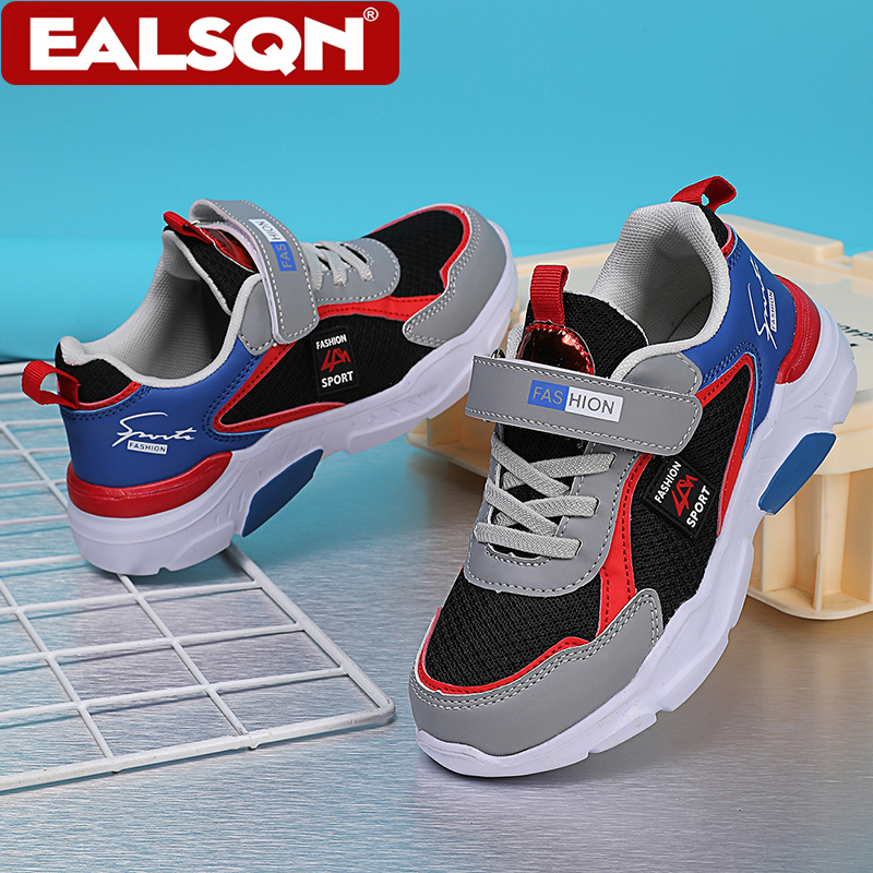 Kindersportschoenen voor jongens, modieuze mesh ademende casual sportschoenen Lichtgewicht hardloopsneakers voor studenten