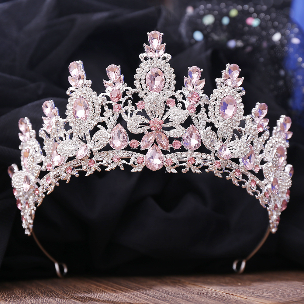 KMVEXO-Tiara barroca de lujo con forma de gota de agua y flor de ópalo de cristal para mujer, boda, niña, fiesta de cumpleaños, corona elegante, accesorios para el cabello