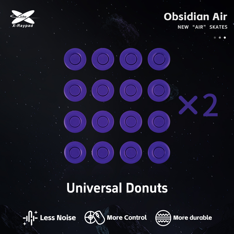 X-Raypad Obsidian Air Mouse Skates Universal D9.5mm Donuts – Quiet & Control