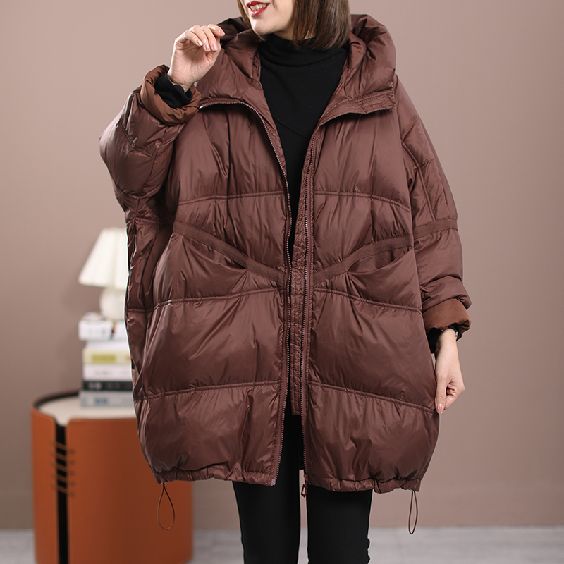 2025 novo inverno feminino pato branco para baixo solto jaqueta com capuz grosso casaco quente casual grande painel casaco feminino jaqueta