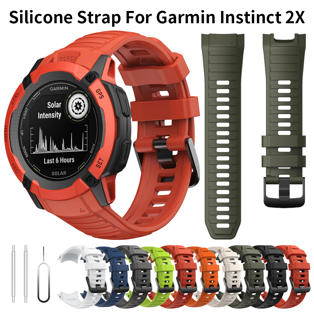 Correa de silicona sin huecos de 26mm para Garmin Instinct 2X Solar, accesorios de repuesto para correa de reloj de edición táctica