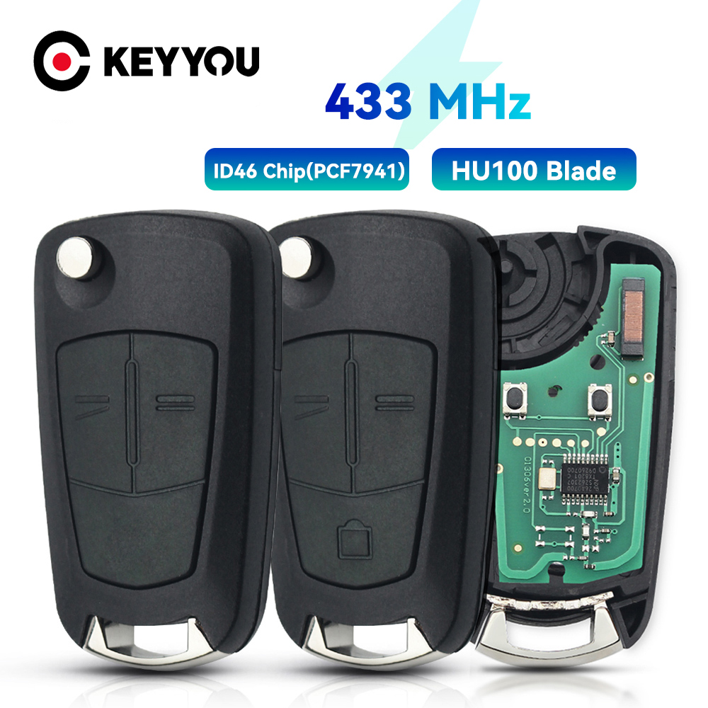 KEYYOU para Opel Vauxhall Astra H Zafira B Vectra C Corsa D Meriva B Signium Flip llave de coche remota 433Mhz PCF7941 PCF7946 ID46 Chip