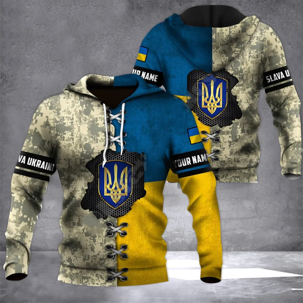 Felpe con cappuccio Bandiera ucraina Emblema nazionale Felpe con stampa 3D Uomo Donna Felpa con cappuccio oversize unisex Moda Cappotto pullover per bambini