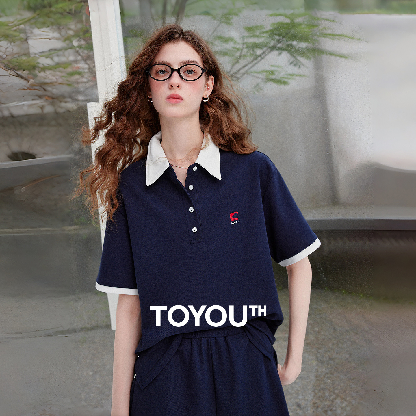 Conjunto Feminino TOYOUTH Qingcongquan: Camisa Polo e Shorts Duas Peças, Novo Estilo Color Block Preppy Casual Esportivo Outono 2026