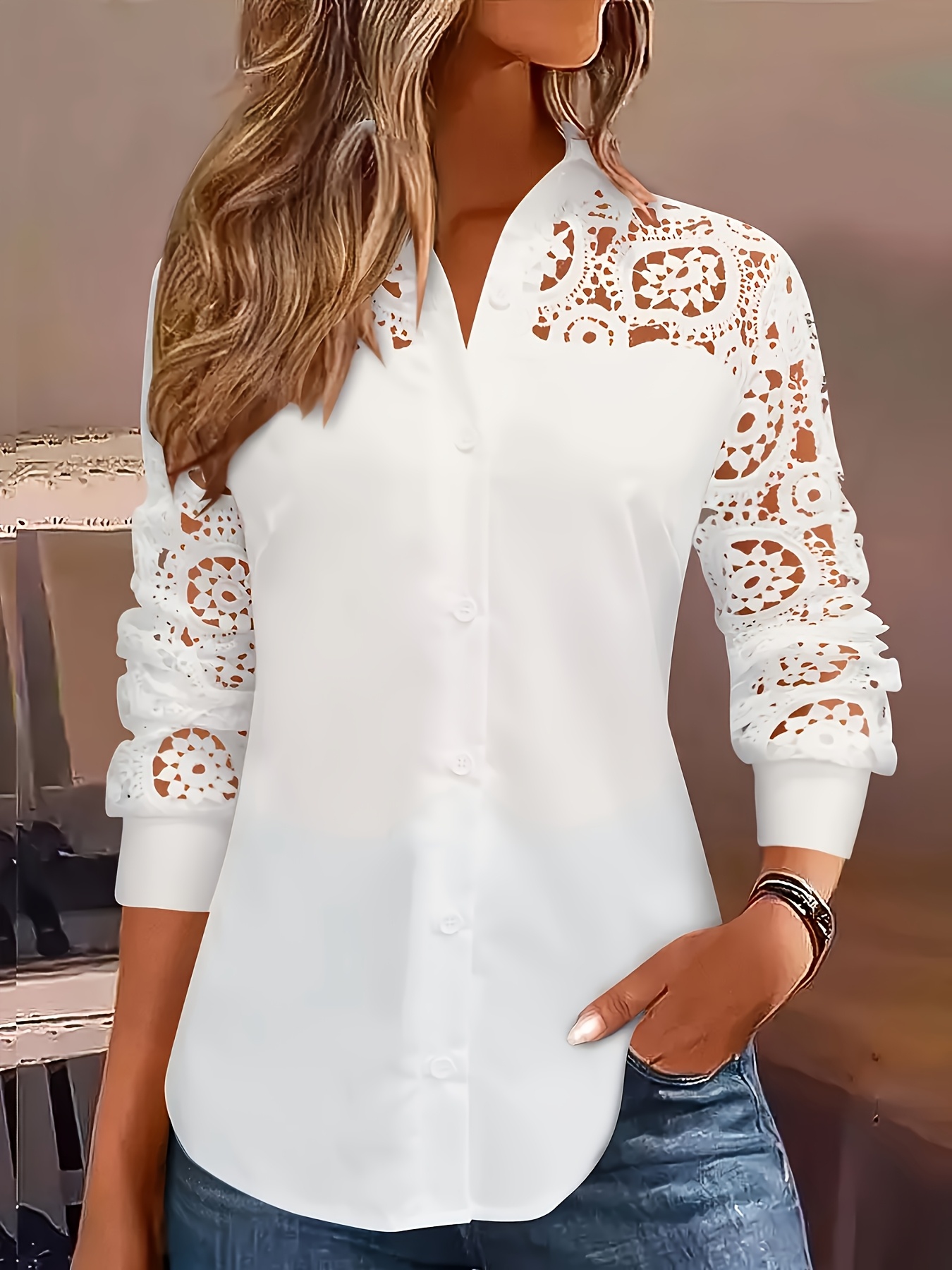 Temperament Los damesoverhemd Mode Casual blouse Elegant damesoverhemd met lange mouwen Vakantie weekendtop