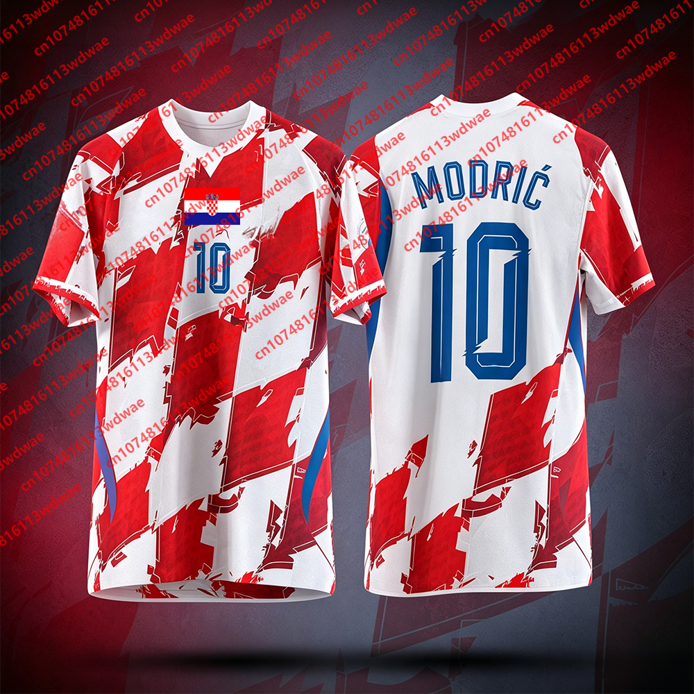 Camisa Clássica de Futebol Modric, Secagem Rápida, Camisa Modric 10, Traje de Treino da Seleção Croata, Edição Especial, Camiseta Infantil