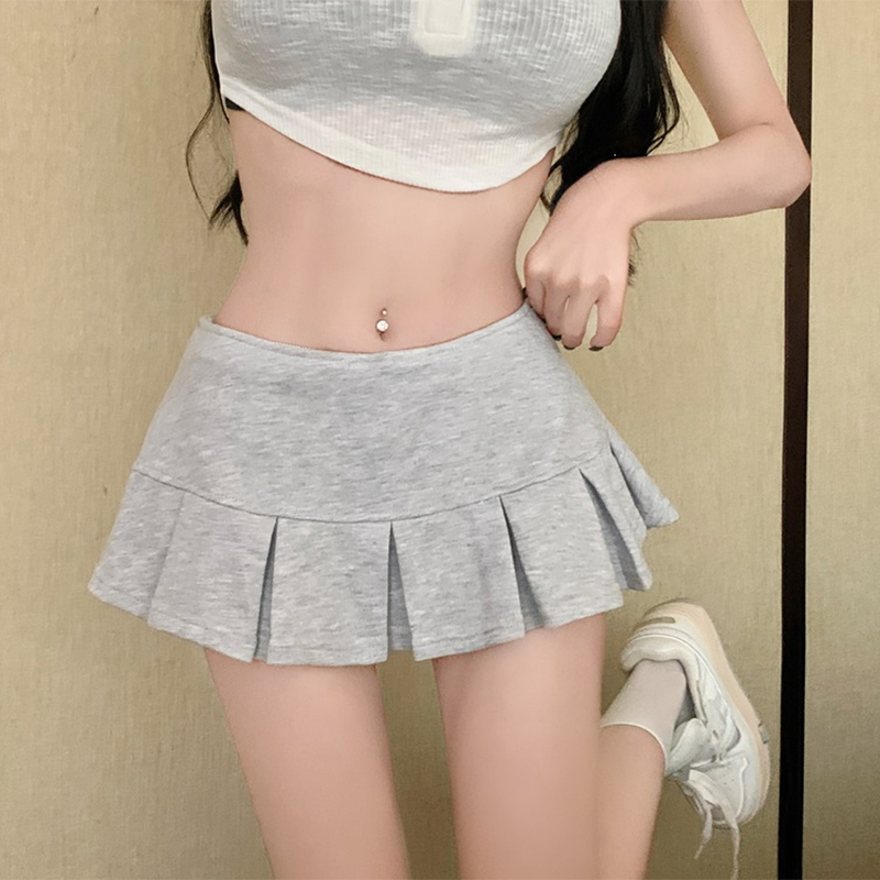 Lucyever Streetwear Y2K Mini Skirt Women Sexy Low-Waisted Ultrashort Pleated Skirts Female Summer Hot Solid Shorts A-Line Skirts