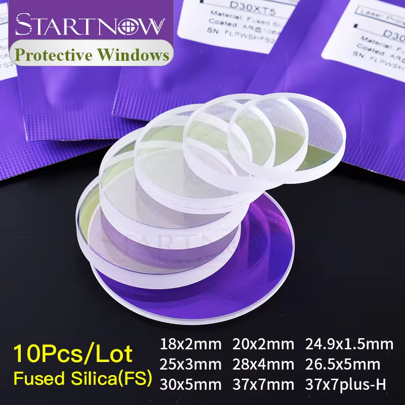 Startnow 10 Chiếc Bán Sợi Ống Kính 27.9*4.1Mm 37X7 Plus-H Laser Bảo Vệ Ống Kính cho 4-15KW Raytools Precitec Laser Đầu Cắt