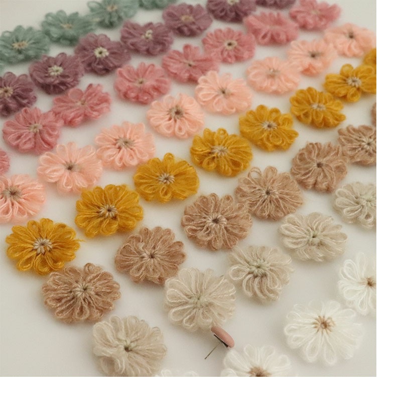 10PCS ศิลปะถักตะขอดอกไม้จี้ต่างหูสตั๊ดอุปกรณ์เสริมทําด้วยมือ DIY hairpin เครื่องประดับวัสดุแพ็คดอกไม้