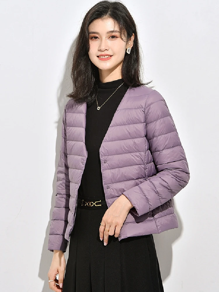15 色トップグレードの女性超軽量マット生地フグジャケット 2023 新しいオフィスレディ固体暖かい女性ウインドブレーカーパーカー