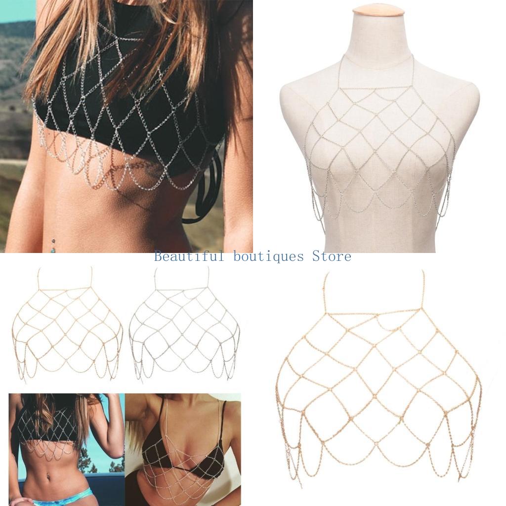 Cadena cuerpo malla U4LF Cadena cofre hecha a mano sexy Beach Cadena para mujeres