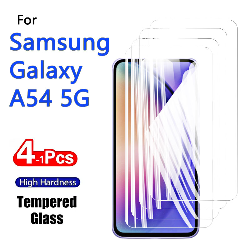 Protector de pantalla para Galaxy A54 5G Samsung, cristal templado 9H, funda antiarañazos de aluminio alto, amigable con huella dactilar, 1-4 Uds.