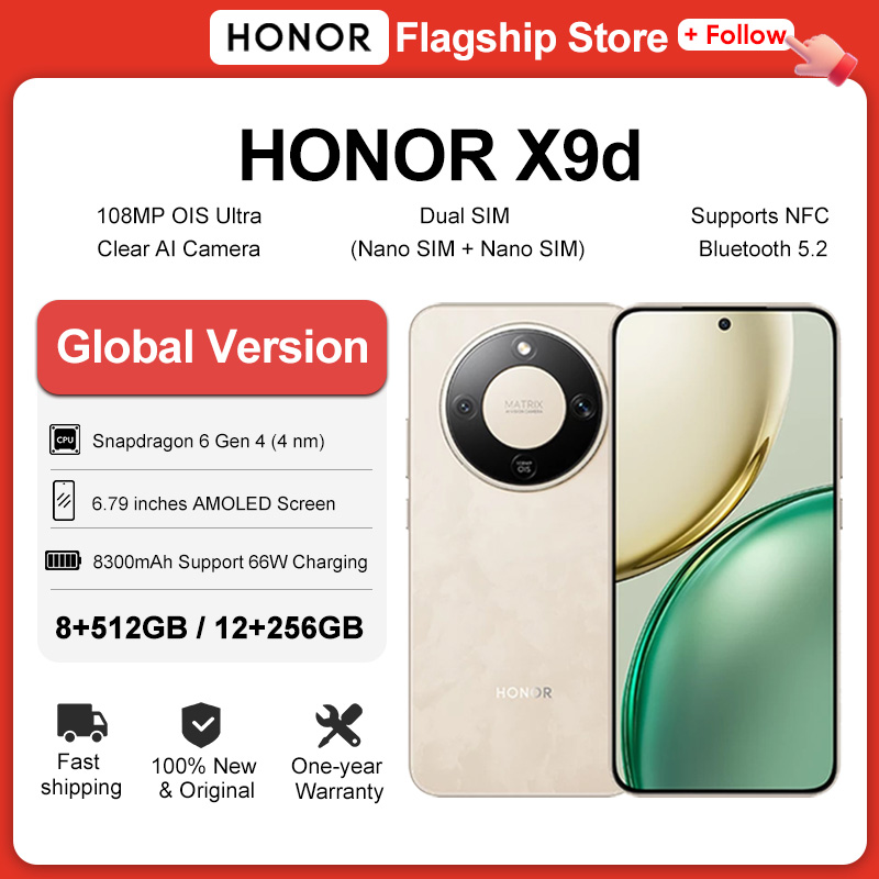 Глобальная версия смартфона HONOR X9d 5G 6,79 дюйма AMOLED-дисплей 108MP двойные камеры AI аккумулятор 8300 мАч 66 Вт быстрая зарядка Dual SIM NFC