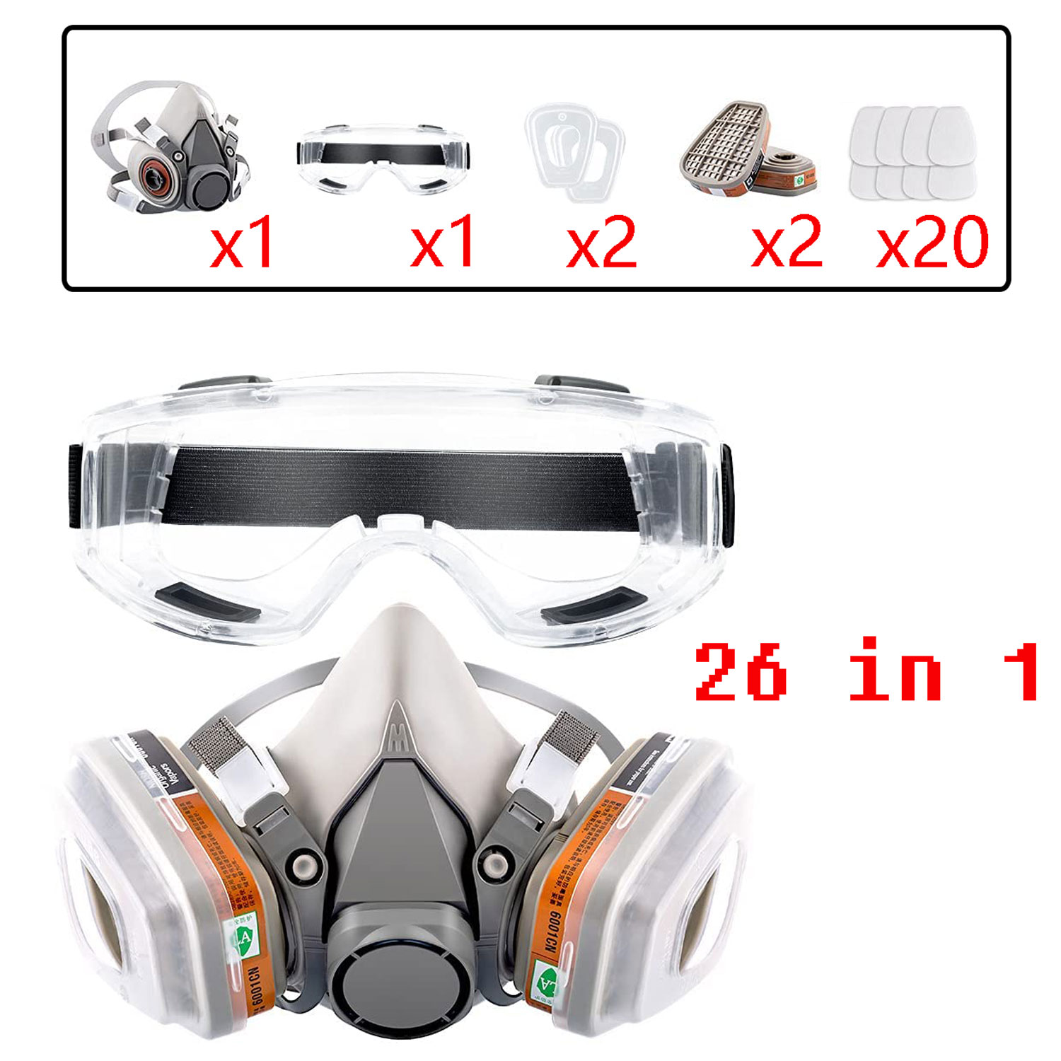 26w1 6200 Półtwarzowa maska przeciwpyłowa Respirator do przemysłowej farby w sprayu Chemiczne pary organiczne z ochroną filtrów