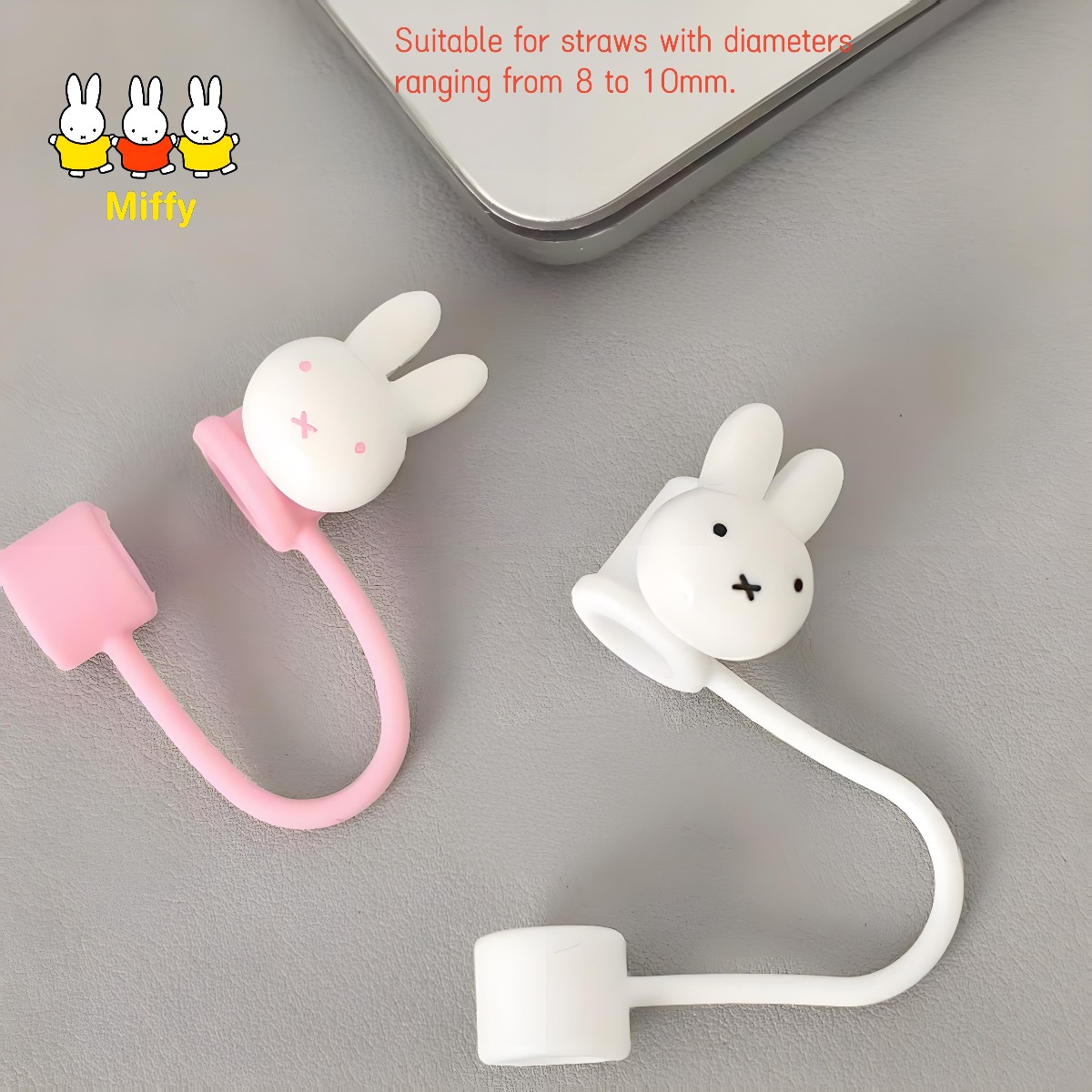 Соломенная крышка Kawaii Miffy Rabbit, пыленепроницаемая соломенная крышка 10 мм, универсальный защитный чехол с милым мультяшным рисунком, пыленепроницаемый декоративный аксессуар