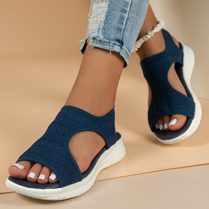 Damenschuhe 2025, Sommer, bequeme, lässige Sportsandalen, Damen-Strand-Keilsandalen, Damen-Mesh-Strick-Römersandalen
