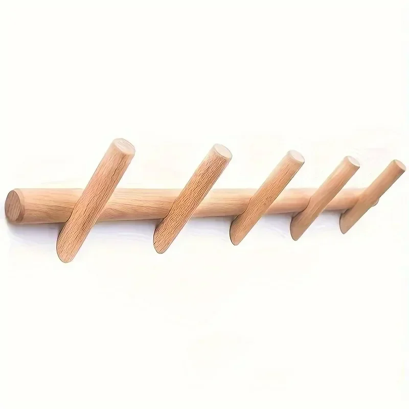 Opbergruimte Massief houten kapstok Wandmontage Kapstok Jas Sleutelopslag Hanger Gang Ingang Decoratie 5-haken