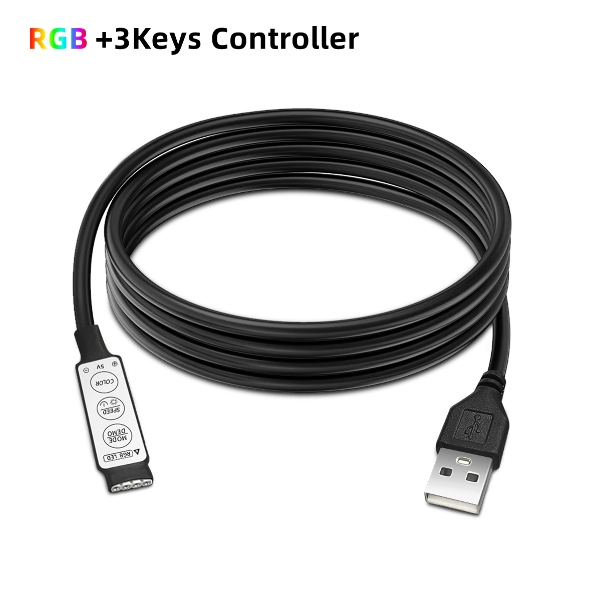 RGB-Controller DC 5V USB-Anschlüsse Anschluss kabel 4-polige Leitung 3 Tasten Dimmer für SMD/LED-Streifen Lichter Helligkeit einstellen