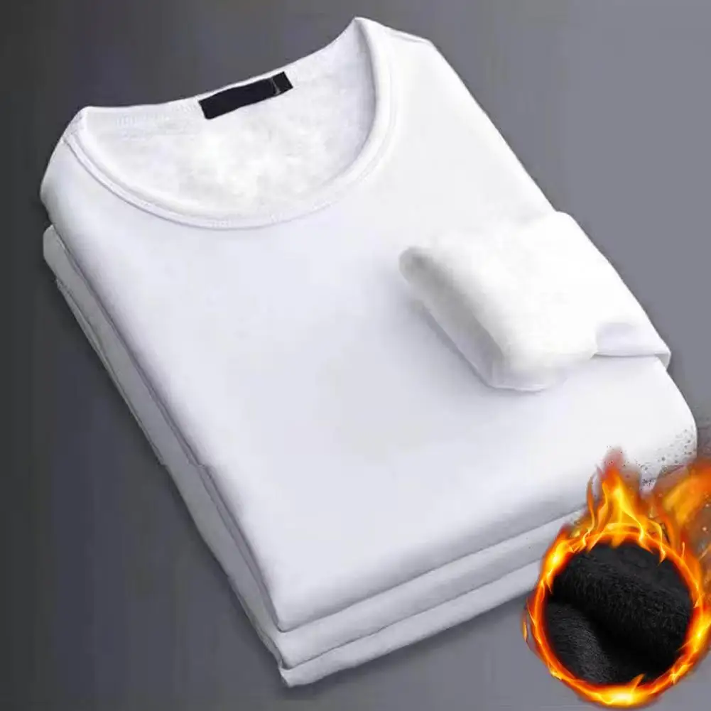 冬の男性肥厚ベルベット暖かいトップスメンズ長袖サーマル Underwer 男性ラウンドネックファッション Tシャツ