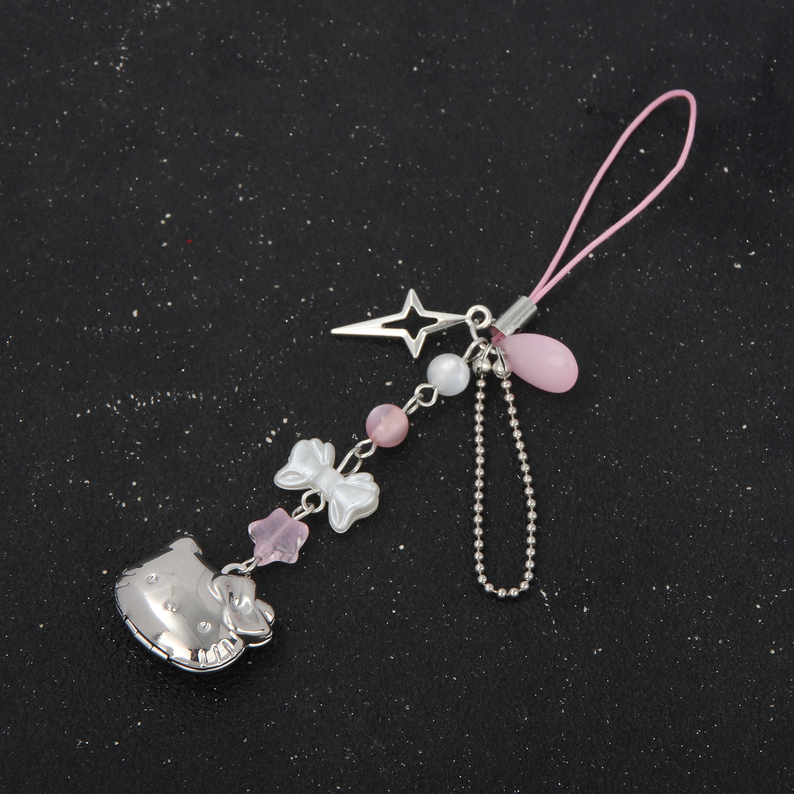 Kawaii Katze Schleife Stern Charm Handykette Niedlicher Cartoon Kitty Anhänger Schlüsselanhänger Tasche Schlüsselanhänger Cosplay Requisiten Schmuck Geschenk
