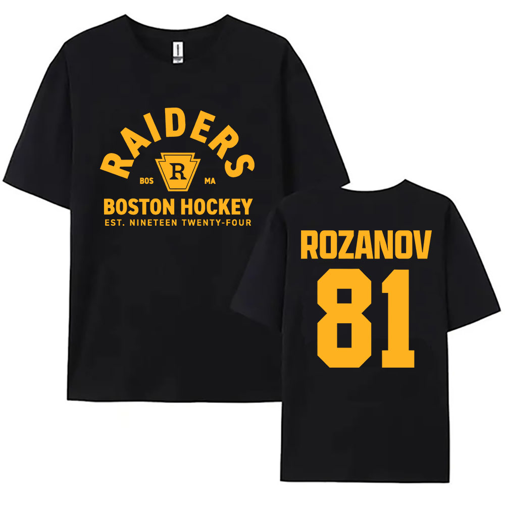 TV Rivalry riscaldato Llya Rozanov 81 Boston Raiders Tee Donna Uomo Abbigliamento Manica corta Moda T-shirt Stampa grafica Casual Top