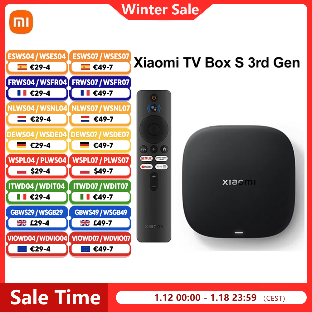 【Marque +】Xiaomi TV Box S 3ème génération 4K Ultra HD Bluetooth 5.2 Wifi6 32 Go ROM Google TV Google Assistant Lecteur multimédia intelligent