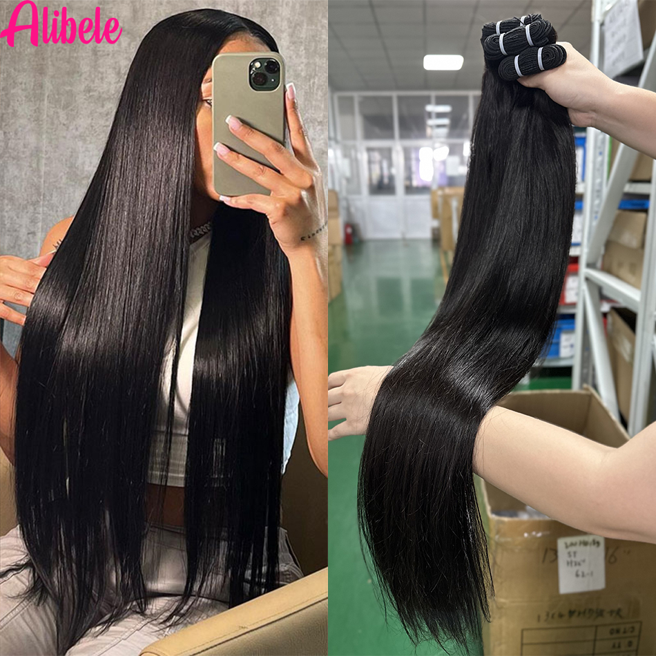 Alibele 12A Grade Straight Bundel Aanbiedingen Peruaanse Virgin Hair Weave Bundels Straight Huma Bundels Groothandel Bundels Natuurlijke Kleur