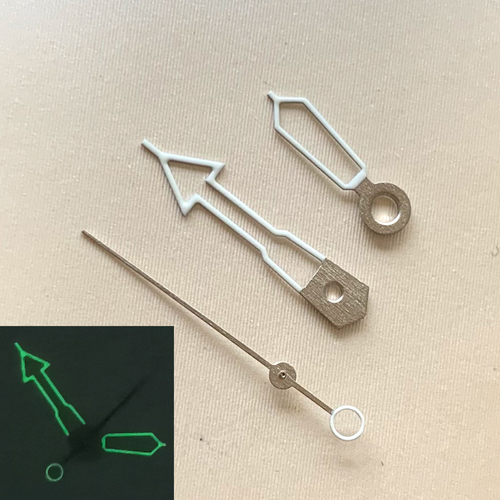Accessoires de montre à main lumineux vert squelette pour mouvement NH35/NH36